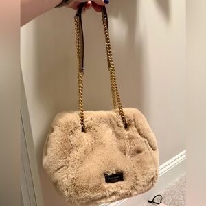 Like new kate spade Cleo Faux Fur Small Chain Bucket Bag with dustbag